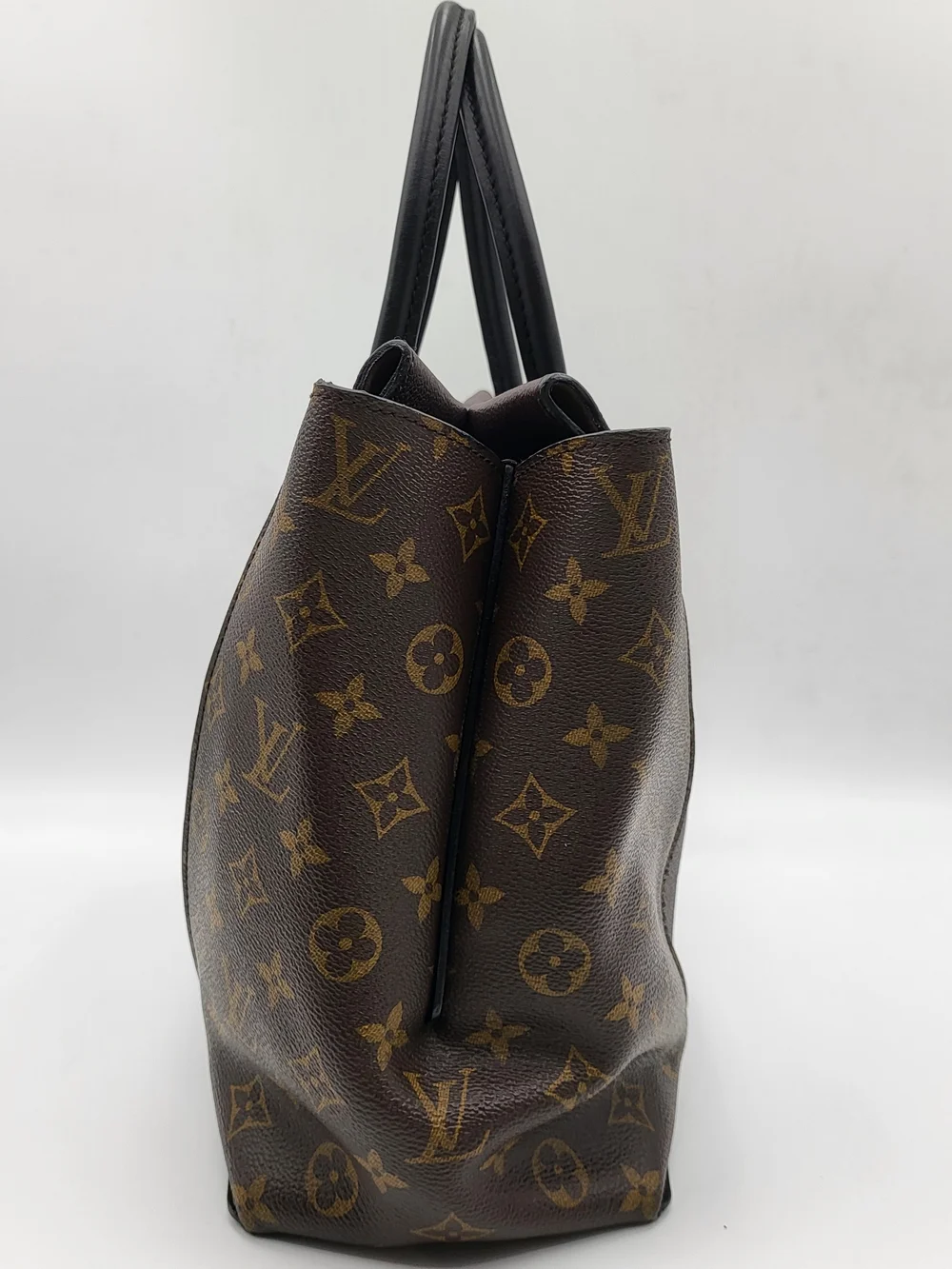 LOUIS VUITTON Veau Cachemire W Monogram Tote PM Chocolate, Auth w/COA....